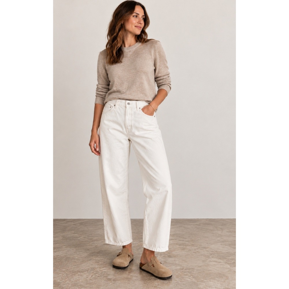 Levis Premium Baggy Dad Jeans White Relaxed Straight Leg 29